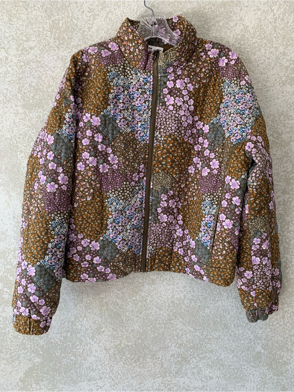 Sonoma Quilted Floral Puffer Jacket - Brown & Pink